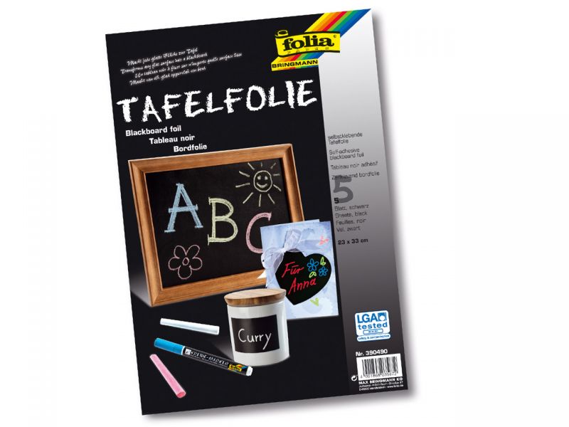 Folia Tafelfolie, 135 g/m², 23 x 33 cm, 5 Blatt, selbstklebend