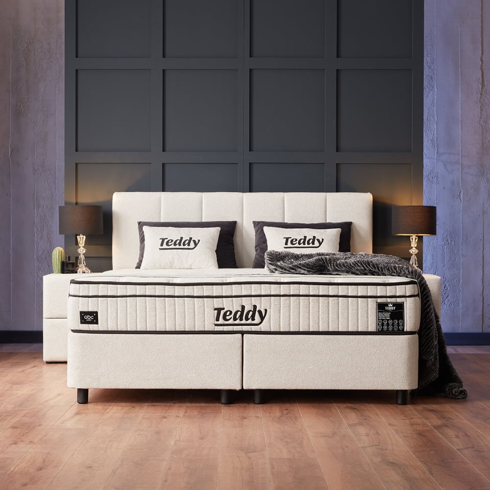 Boxspringbett Teddy von ABC Bedding mit Bettkasten in Beige - Luxuriöser Schlafkomfort in verschiedenen Größen (90x200cm bis 180x200cm) - Mikrofaser Material - Optional mit Nachttischen und Bettbank erhältlich