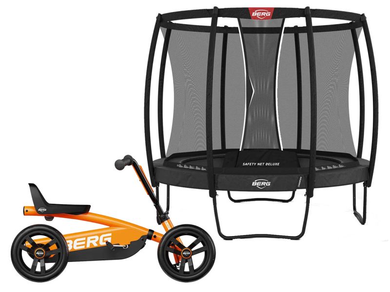 Heldenschnapper-Bundle: BERG Trampolin Champion Regular 270 & BERG Buzzy Orange Gokart