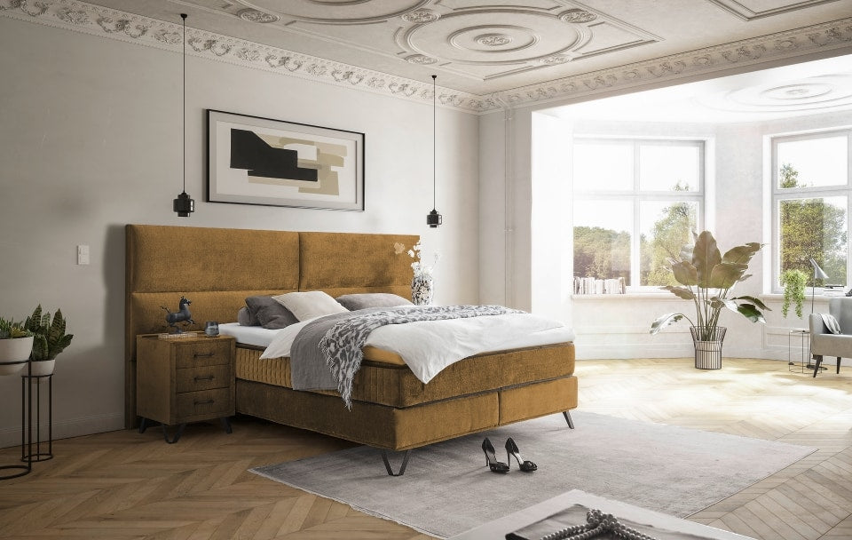 ED Exciting Design Boxspringbett Trapani H3/H4 mit Duo-Wendematratze, XXL Kopfteil und Massivfüßen - Erhältlich in 160x200 cm und 180x200 cm,Anthology-Mikrofaser 6 Farbvarianten