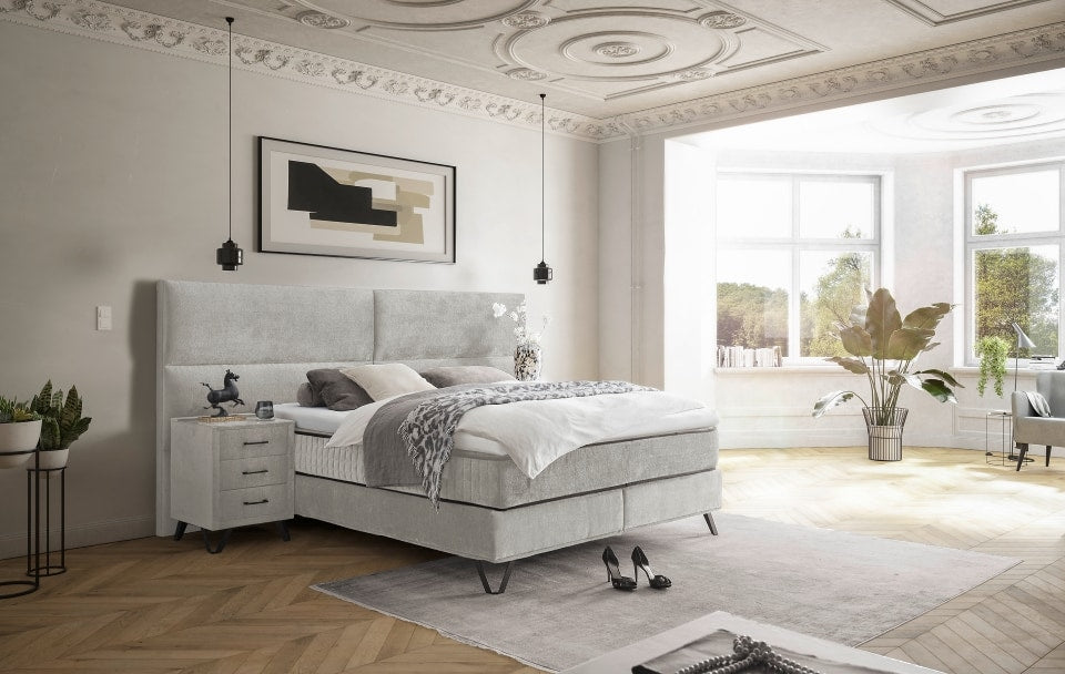 ED Exciting Design Boxspringbett Trapani H3/H4 mit Duo-Wendematratze, XXL Kopfteil und Massivfüßen - Erhältlich in 160x200 cm und 180x200 cm,Legacy-Mikrofaser 4 Farbvarianten