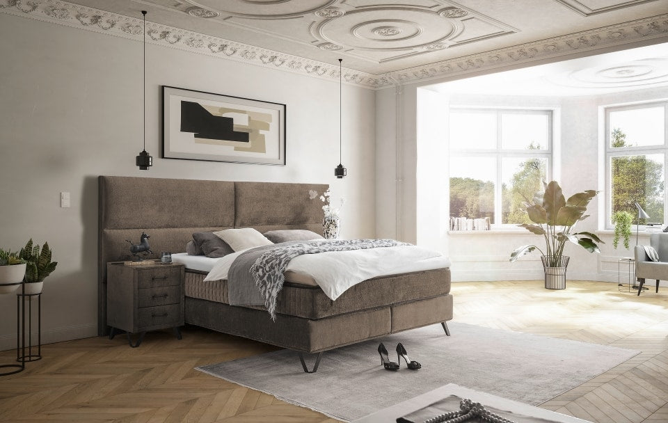 ED Exciting Design Boxspringbett Trapani H3/H4 mit Duo-Wendematratze, XXL Kopfteil und Massivfüßen - Erhältlich in 160x200 cm und 180x200 cm,Legacy-Mikrofaser 4 Farbvarianten