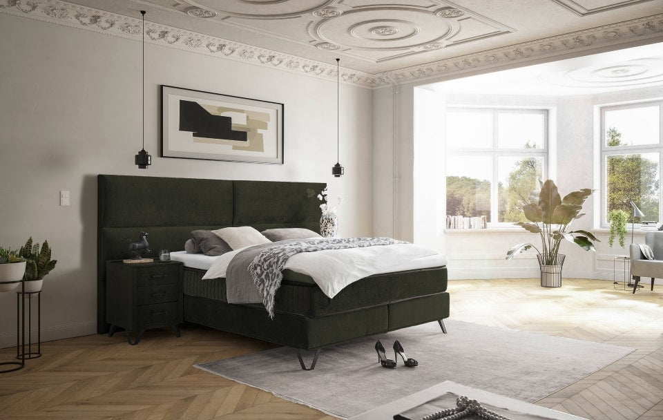 ED Exciting Design Boxspringbett Trapani H3/H4 mit Duo-Wendematratze, XXL Kopfteil und Massivfüßen - Erhältlich in 160x200 cm und 180x200 cm,Vogue-Mikrofaser 5 Farbvarianten