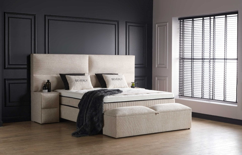 Boxspringbett Beverly von ABC Bedding Farbe Beige Material Mikrofaser – Das Premium-Schlafmöbel für himmlischen Komfort und stilvolle Eleganz