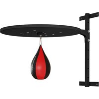 SPORTNOW Wandboxplattform mit Geschwindigkeitsballboxsack für Boxtraining, höhenverstellbar schwenkbar 360° in Schwarz und Rot Aosom