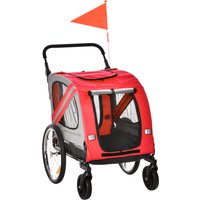 PawHut 2-in-1 Hundeanhänger & Hundebuggy, bis 20 kg, Hundefahrradanhänger, Fahrradanhänger, Hundewagen für Mittelgroße Hunde, Oxford Aosom