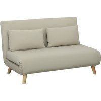 HOMCOM Schlafsofa Sofa mit Schlaffunktion 130 X 78 cm Couch mit Lendenkissen, Samtoptik, Verstellbarer Rückenlehne für Wohnzimmer, Schlafzimmer, Beige Aosom