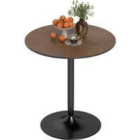 HOMCOM Runder Esstisch für 2 Personen, 70 cm moderner Stil mit Massivholz-Furnierplatte und Stahlgestell, Hellbraun Aosom