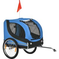 PawHut Hundeanhänger Fahrradanhänger Hundetransporter, Hunde Fahrrad Anhänger, Blau+Schwarz, 130x73x90cm Aosom