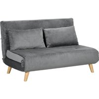 HOMCOM Schlafsofa 2-Sitzer mit Bettfunktion, klappbares Sofa mit verstellbarer Rückenlehne, graue Samtoptik, 130 x 78 x 79cm für Wohnzimmer Aosom.de