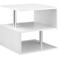 HOMCOM Couchtisch Beistelltisch Kaffeetisch Teetisch Wohnzimmertisch Holzmaserung E1 Spanplatte Metall Weiß 50 x 50 x 50 cm Aosom