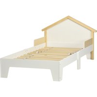HOMCOM Kinderbett - Bettgestell mit hausförmigem Kopfteil und Lattenrost inklusive - 90 x 190 cm - Weiße Kiefer Aosom