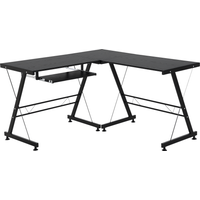 HOMCOM Computertisch flexibler Schreibtisch Arbeitsstation MDF Stahl Schwarz 210x50x73,5cm ideal für Home Office & Gaming Aosom.de