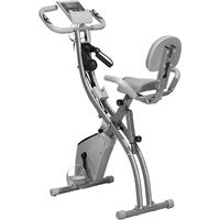 HOMCOM Heimtrainer X-Bike 2-in-1 Fahrradtrainer klappbar mit LCD-Display 8-stufigem Magnetwiderstand Spannseil aus Stahl Grau 97x51x115 cm Aosom.de