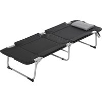 Outsunny Klappbares Campingbett Feldbett mit Kissen 183x66x33cm leicht tragbar für Outdoor Camping Schwarz Silber Aosom.de