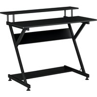 HOMCOM Computertisch Winkelschreibtisch industrieller Stil mit Höhenverstellbar Fußbett Schreibtisch Bürotisch Höhenverstellbar Schwarz Aosom
