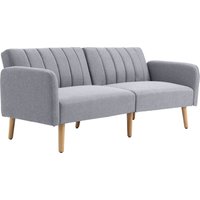 HOMCOM Schlafsofa, 2-Sitzer Sofa mit Schlaffunktion, Verstellbare Rückenlehne, Dick Gepolsterte Couch, Armlehne, Schlafcouch mit Holzbeine für Wohnzimmer, Gästezimmer, 173 x 75 x 73 cm, Grau Aosom