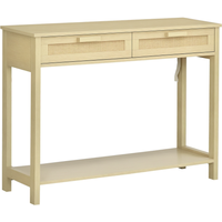 HOMCOM Konsolentisch Beistelltisch Rattan-Design mit 2 Schubladen Sideboard Eingang MDF Spanplatte 100 x 30 x 76 cm Aosom