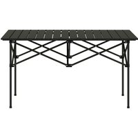 Outsunny Campingtisch Klapptisch mit Aufrollbare Tischplatte X-Rahmen Gartentisch aus Aluminium leicht 2 Personen Beistelltisch Falttisch für Garten Balkon Camping 95 x 55cm Schwarz Aosom