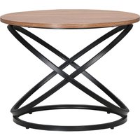 HOMCOM Couchtisch Runder Beistelltisch Industriedesign aus Schwarzem Metall und Holzplatte - Ø 60 x 46H cm Aosom