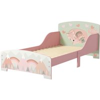 ZONEKIZ Kinderbett Bodenbett 3-6 Jahre mit Sicherheitsbarrieren und Mustern Abmessungen 77 x 143 x 60 cm Lattenrost inklusive - rosa Aosom