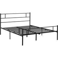 HOMCOM Doppelbettgestell 165x211x100cm aus Stahl, Integrierte Lattenrost, Kopf- und Fußteil im Industriestil, Schwarz Aosom