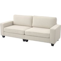 HOMCOM 3-Sitzer Sofa, Couch mit Armlehnen, Rückenkissen, Wohnzimmersofa mit Cordbezug, Federkern, Polstersofa für Wohnzimmer, Schlafzimmer 227 x 84 x 87 cm, Cremeweiß Aosom