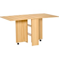HOMCOM Klapptisch Esszimmertisch mobiler Beistelltisch Schreibtisch mit Rollen 140 x 80 x 74 cm in Naturfarbe, platzsparend & vielseitig Aosom.de