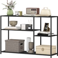 HOMCOM Konsolentisch Flurtisch mit 4 Ablagen, Beistelltisch mit Stahlrahmen, Metallregal für Kleinen Raum, Eingang, Flur, Wohnzimmer, 110 x 30 x 75 cm Schwarz Aosom