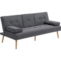 HOMCOM Schlafsofa 3-Sitzer Bettsofa mit klappbarem Tisch und Becherhalter, Skandi-Design in Dunkelgrau bis 250kg belastbar Aosom.de