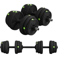 SPORTNOW 2-in-1 Hantel Set, 25 kg verstellbar Dumbbell Set mit 8 Hantelscheiben, bodenschonend für Krafttraining, Fitness, Gewichtheben, Schwarz Aosom