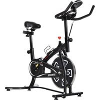 HOMCOM Heimfahrrad Fitnessfahrrad Indoor-Fahrrad mit LCD-Multifunktionsdisplay Heimtrainer verstellbarer Sitz und Lenker Stahl Schwarz Aosom