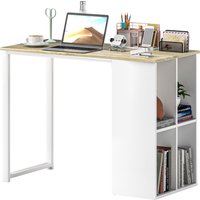HOMCOM Schreibtisch Computertisch mit Ablagefächern, Moderner Bürotisch mit Stahlgestell, PC Tisch für Home Office, Arbeitszimmer, klein Raum 100 x 54 x 75 cm, Eiche Aosom