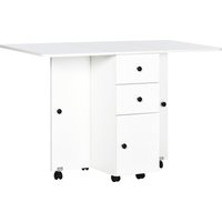 HOMCOM Klappbarer Küchentisch, Esstisch mit 2 klappbaren Platten, 2 Schubladen, 1 Schrank und 1 Ablagefläche, 120 x 60 x 76,5 cm - weiß Aosom