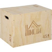 HOMCOM Plyo Box, Sprungbox aus Holz, Plyometric Plattform mit Griff, Plyometrisches Training, Sprungtrainer für Zuhause, Fitnessstudio, 45 x 40 x 60 cm, Naturholz Aosom