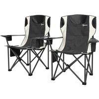 Outsunny 2er Set Faltstuhl faltbar Campingstuhl mit Armlehnen Getränkehalter Kopfstütze Kühltasche Outdoor Klappstuhl bis 120kg belast gepolstert Angelstuhl Gartenstuhl für Garten Camping Aosom