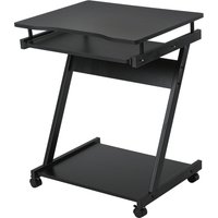 HOMCOM Schreibtisch Computertisch Z-Form mit 4 Rollen, stabil & platzsparend, mit Tastaturablage, 60 x 48 x 73 cm, Schwarz aus Spanplatte & Metall Aosom.de