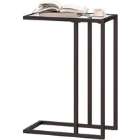 HOMCOM Beistelltisch, C-förmiger Sofatisch mit gehärteter Glasplatte, Stahlrahmen, Couchtisch für Wohnzimmer, Schlafzimmer, 46 x 25 x 63,5 cm, Schwarz Aosom