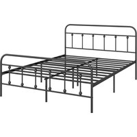 HOMCOM Bettrahmen 140 x 200 cm Doppelbett Metall mit Lattenrost, Kopf- und Fußteil, 33 cm Stauraum, 330 kg Belastbarkeit, schwarz Aosom