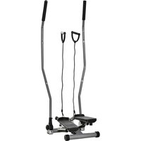 HOMCOM Stepper mit Griffen und Extensoren Fitnessgerät mit LCD-Display aus Stahl ABS 54 x 40 x 135 cm Schwarz und Silber Aosom
