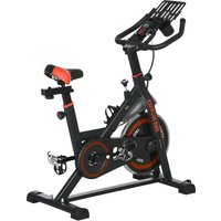 HOMCOM Heimtrainer, Fitness-Heimtrainer mit verstellbarem Lenker und Sattel, Ablagekorb, LCD-Monitor, Flaschenhalter, 8 kg Schwungrad und Rollen, Rot Aosom