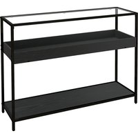 HOMCOM Konsolentisch mit 2 Regalen Flurtisch mit Glasplatte, Schuhregal, Stahl, Schwarz, 100x30x78 cm Aosom