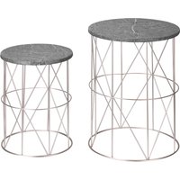 Outsunny 2er-Set Gartentisch Beistelltische Retro Couchtische mit Metallkorb Design für Garten Balkon Ø41 x 46 cm Aosom.de