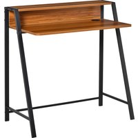 HOMCOM Schreibtisch Computertisch mit Ablagefach & Kabeldurchlass, Metall Walnuss, 84x45x85cm, ideal für Homeoffice & Arbeitszimmer Aosom.de