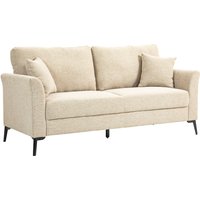 HOMCOM 2 Sitzer Sofa, Couch mit Leinenoptik, Metallbeine, Polstersofa, Gepolsterter Doppelsofa für Wohnzimmer, Schlafzimmer, 179 x 80 x 89 cm, Beige Aosom