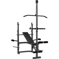 SPORTNOW Hantelbank Multifunktional Verstellbar, Hantelbank mit Stangenhalter, Beinstreckung, Bizepscurl und Schmetterling, für Training zu Hause, Fitnessstudio Aosom