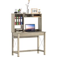 HOMCOM Schreibtisch mit Aufbewahrung, Bücherregal, moderner Holzschreibtisch mit Regalen und großer Platte für kleine Räume Homeoffice-Schlafzimmer, 105 x 50 x 137,5 cm, Eichenoptik Aosom