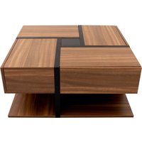 Quadratischer Couchtisch 78x78 cm, Elegantes Design mit 4 Schubladen und Unterablage, Naturfarbe, Perfekt für Wohnzimmer, spacious storage Aosom.de