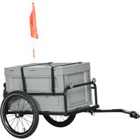 HOMCOM Fahrradanhänger mit abnehmbarer und klappbarer 65L Aufbewahrungsbox, Reifen und Sicherheitsreflektoren, maximale Traglast 40KG, Grau Aosom
