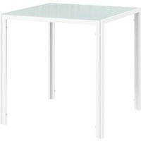 HOMCOM Esstisch Quadratischer Küchentisch für 4 Personen, Esszimmertisch aus Hartglas, bis 80 kg belastbar, für Küche, Esszimmer, 75 x 75 x 75 cm, Weiß Aosom